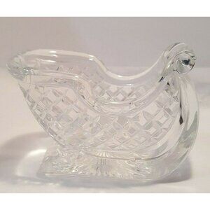 Vintage Lead Crystal Christmas Sleigh Candy Dish Candle Centerpiece Winter Holid